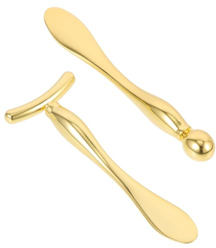 Beatifufu 2stücke Form Augenmassage Metall-gesichtsmassage-werkzeug Augenstäbchen und Applikator für Anti-schwellung Faltenpflege