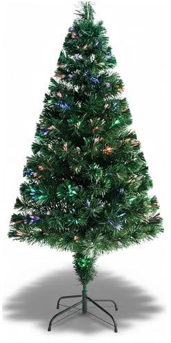 WedDecor 4FT / 1.2M Artificial Fibre Optic Christmas Tree with Colour Changing LED Lights – Pre-Lit Tabletop Xmas Tree for Cosy Homes, Living Rooms & Family Christmas Celebrations