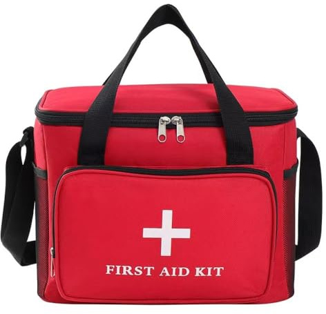 Bolsa Primeros Auxilios Portátil,Bolsa de Almacenamiento de Primeros Auxilios,Bolsa Médica Gran Capacidad Con Correa,Impermeable Capacidad Botiquín Médico Vacío, Bolsa Médico de Emergencia,Rojo
