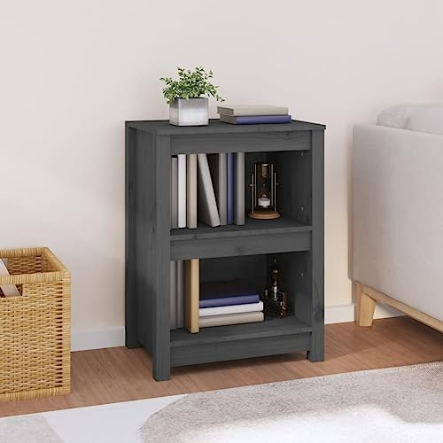 Mokuyary Bücherregal Grau 50x35x68 cm Massivholz Kiefer Bücherschrank Büroregal Standregal, Aufbewahrungsregal Dekoregal für Wohnzimmer, Schlafzimmer, Büro
