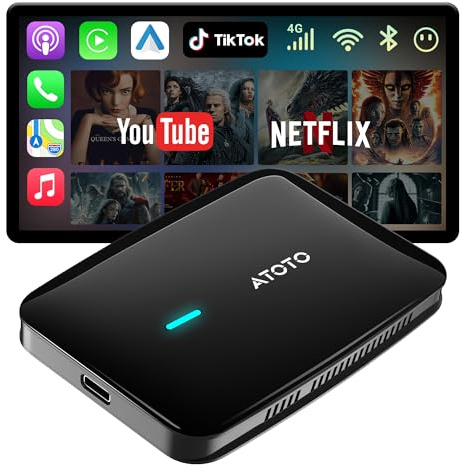 MYATOTO Magic AI Box, Wireless CarPlay/Android Auto Adapter, Car Video Box Supports for Netflix/YouTube/TikTok/TF Card, DriveChat AI Smart Box with GPS/Dual Bluetooth