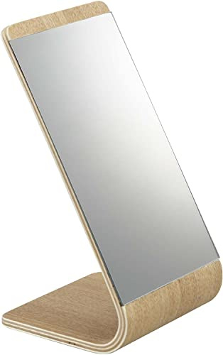 YAMAZAKI 7363 RIN Standing Mir, beige, Wood/Mirror, 13 x 12 x 23.3 cm