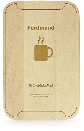 Casa Vivente Crazy Kitchen - FrühstücksPad mit Gravur - Personalisiert mit [Namen] - Frühstücksbrettchen im Tablet-Look - Küchenbrett aus Buchenholz - 23 cm x 15 cm x 1 cm