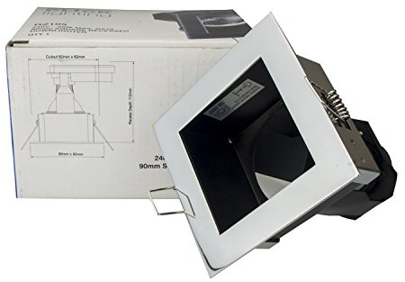 Allcam Click Lighting Fixed Downlight GU10 / GZ10 Recessed Fitting Downlighter Ceiling Square Spotlight 240V in Chrome Finish