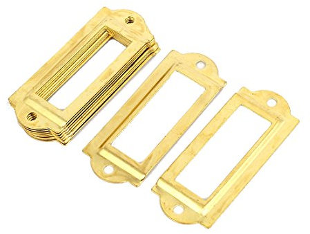 sourcing map 10 Stück Gold Metall Aktenschrank Etikettenrahmen Schrankrahmen Rahmen de