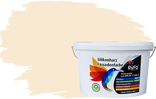 RyFo Colors Silikonharz Fassadenfarbe Lotuseffekt Trend Weißtöne Wolkenweiß 10l - bunte Fassadenfarbe, weitere Weiß Farbtöne und Größen erhältlich, Deckkraft Klasse 1