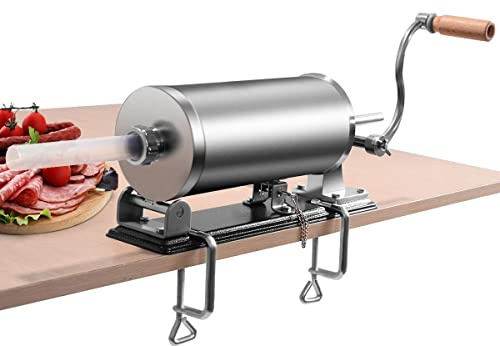 GIANTEX-Llenadora Manual de Salchichas de 3 kg, Jeringa de Acero Inoxidable, con Pinza de Mesa y 4 Tubos de Llenado para Casera