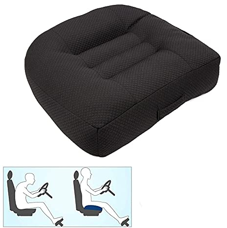 Cojín elevador para asiento de coche, con altura elevadora, malla transpirable, portátil, asiento de coche, asiento de elevación en ángulo, para coche, oficina, hogar (negro puro), color negro