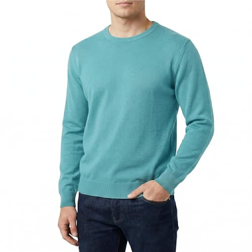 Castle Point Maglione Uomo 100% Cotone – Pullover Leggero Girocollo o Scollo a V, Maglia Uomo Traspirante Casual e Ufficio (Muschio, XL)