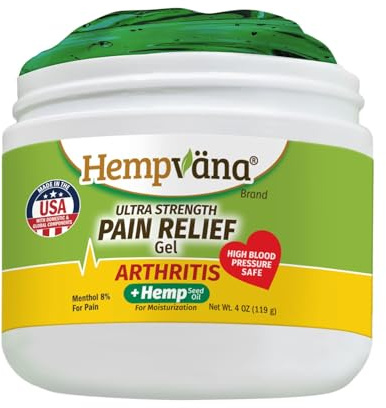 Hempvana Arthritis Pain Relief Gel, Ultra-Strength for Arthritis in Muscles & Joints. Enriched with Hemp Seed Oil, AS SEEN ON TV. Non-Greasy. Targeted Long-Lasting Relief. Works Fast, 3 Oz.