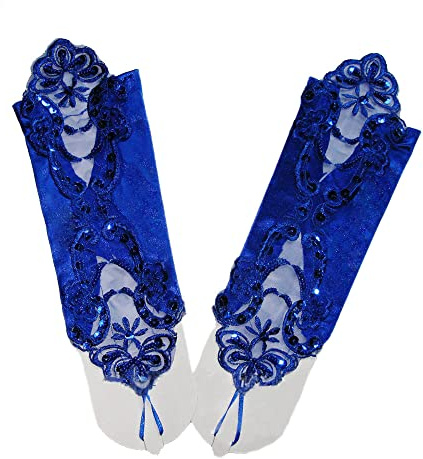 GIVBRO Spitzenhandschuhe Pailletten Handschuhe Braut Hochzeit Prom Abend Party Fasching Opernhandschuhe Lange Handschuhe für Frauen