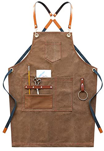 fayengan Arbeitsschürze Herren,Robuste Werkzeugschürze Für Männer, Schweißerschürze Mit Kreuz-Rückengurten, Arbeitsschürze (Color : Brown, Size : XL)