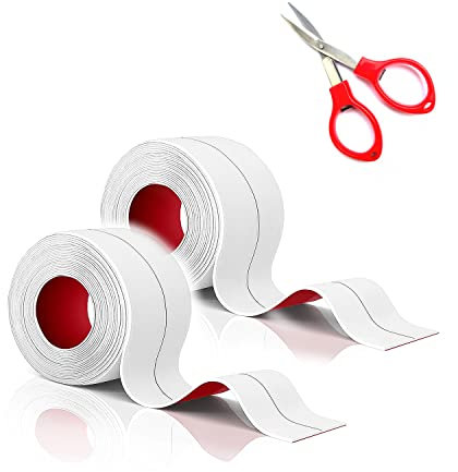 TATUNER Bath Sealant Strip, Self Adhesive Caulk Tape, Bathroom Sealant Tape, Strong Sealing Tape for Bathroom/Bathtub/Sink Corners, Waterproof, Anti Mould (White, 0.86in X 2Pcs)