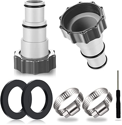 2 st. poolslangadapter, pooladaptrar för Intex pool, slangadapter för pump, anslutning för Ø 32 och 38 mm poolslang (grå 1/2 st)