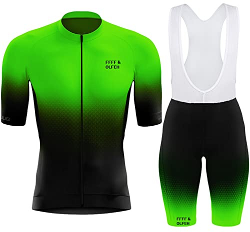 Fahrradtrikot Kurzarm Set für Herren Radtrikot T Shirt Radsport Radtrikot Set Fahrrad Trikot Kurzarm+Radhose mit 9D Gel,Ursprüngliche Gaze Radjacke und Radhose