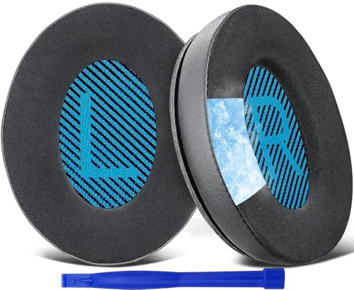 SoloWIT Kühl Ohrpolster für Bose-Kopfhörer – Schwarz & Blau | für QuietComfort QC15/QC25/QC2/QC35, (SoundTrue/SoundLink) Around-Ear I/II, AE2/AE2i