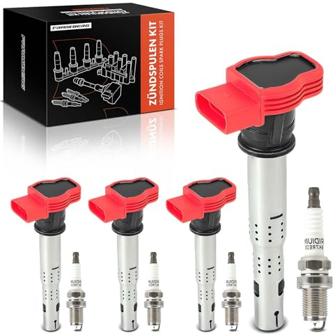 Frankberg 4x Zündspule Zündkerzen Satz Benzin | Kompatibel mit R8 Spyder 427 429, A4 8EC, A8 4E2 4E8, C.a.y.e.n.n.e 92A, A5 Sportback 8TA, A6 Allroad 4GH 4GJ, Q7 4LB