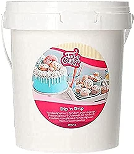 FunCakes Dip 'n Drip Zuckerglasur, White, 1 kg | Kuchenglasur zum Überziehen und Glasieren, Glasur für Donuts, Cupcakes und Kuchen