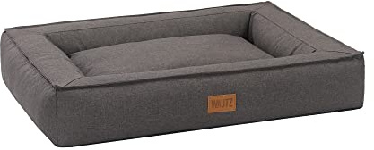 MSS e.K. Hundebett BOXBED 105 x 80 cm XL in Braun Hundekorb mit abnehmbaren Velours-Bezug und weicher Polsterung waschbares Hundekissen 105 x 80 x 19 cm Hundematte Hundesofa Welpenbett