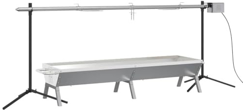 vidaXL Automatic Stainless Steel Barbecue Grill/Smoker Set - Electric Patio Smoker for Whole Lamb/Piglet, 40kg Load, 207x45x83cm, IPX4