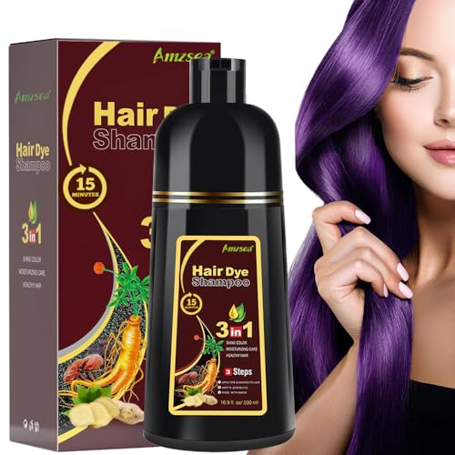 Instant Black Hair Shampoo Haarfarbe Shampoo für graues Haar,3 in 1 für Männer & Frauen,Lang anhaltende schwarze Shampoo Farben (Purple)