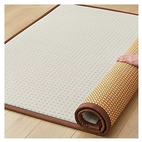 XILYZMO Bambusteppich, Natürlich Faser Japanisch Traditionell Fußmatte, Weich Einfassung Sommer Krabbelmatte, Waschbar rutschfest Läufer-Vorleger (Farbe : 1.5cm, Größe : 60(W) x90(L) cm)