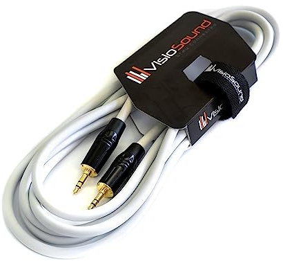 3.5mm Stereo Mini Jack to Jack AUX Lead / Audio Auxiliary Cable (White, 3m) | Noiseless OFC Audio Signal Cable for MP3, Car, DJ, Hi-Fi, Stage & Studio / 4 Colours