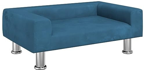 vidaXL Kindersofa, Couch für Kinder, Kindercouch mit runden Kanten, Kindersessel Minisofa Polstersofa Kindermöbel Sofa Kinderzimmer, Blau Samt