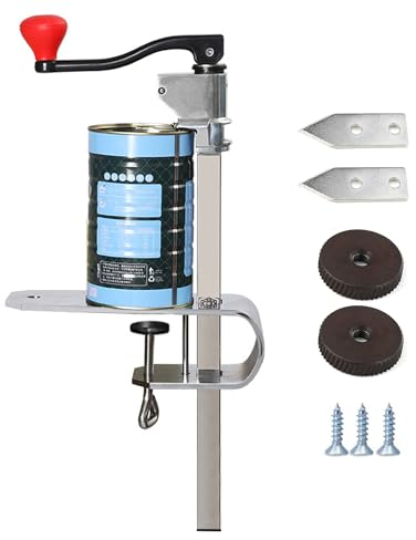 AiMaKoDo Abrelatas comercial, abrelatas manual de 23.6 pulgadas (60 cm), abrelatas industrial para latas grandes. Abrelatas manual resistente fijo con abrazadera integrada para restaurante, bares,