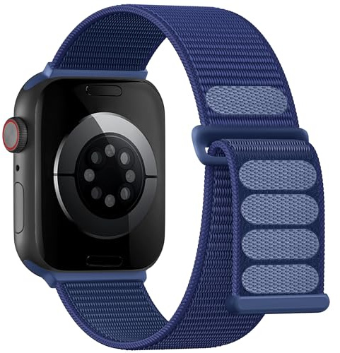 Lenrao Sportloop kompatibel med Apple Watch-band för män kvinnor 44 mm 45 mm 46 mm 49 mm 42 mm, mjuka nylonarmband för iWatch-band för serie 11/10/9/8/7/6/5/4 Ultra SE 3/2/1 marinblå