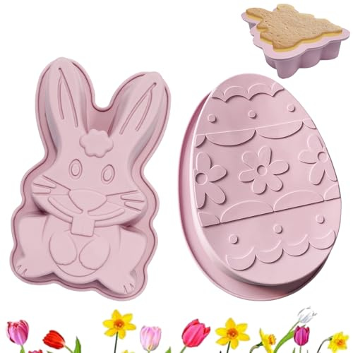 YJSDDNTY Ostern Kaninchen Backform, Ostern 3D Hasen Silikonform, Ostern Schokolade Silikonform in Form von Kaninchen, für Cupcake Topper, Schokolade, Gebäck, Keksdekor