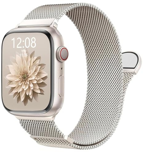 MRAIN-H Milanese Loop Compatible with Apple Watch Straps 38mm 40mm 41mm 42mm 44mm 45mm 46mm 49mm, Magnetic Metal iWatch Strap for Women Men, Series 11 10 9 8 7 SE Ultra