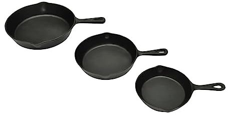 Genérico Set de 3 sartenes Grill de Hierro Fundido,Planchas-50122