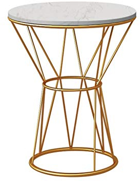 Exquisite Nachttische, kleiner runder Marmortisch, doppellagig, kann Vasen platzieren, Couchtisch für Büro, Firma, Rezeption, Wohnzimmer, Beistelltisch, Korbtisch (Farbe: E, Größe: 50 x 50 x 60 cm)