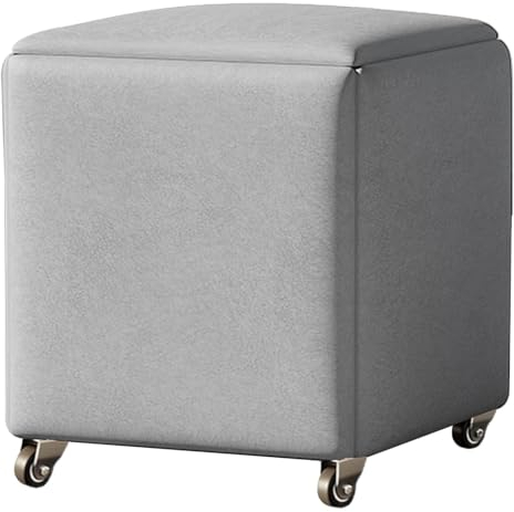 Aufbewahrungshocker Magic Cube Neststuhl mit Rollen – 5-in-1-Multifunktions-Küchensofa, stapelbarer Hocker, gepolsterter Sitz und Metallrahmen (Farbe: Hellgrau, Größe: 45 x 45 x 45