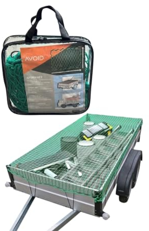 AVOID Red para Remolque (150x220cm) Estirable para remolques | Cinta elástica Para Sujeción Óptima de Cargas | Red de Carga Altamente | red portaobjetos, remolque coche | Red para contenedores – Verde