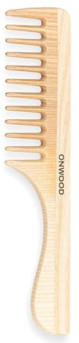 ONWOOD Pettine Denti Larghi in Legno con Manico - Ideale per Capelli Lunghi e Mossi, anche per Applicazione di Balsami e Creme - Made in Italy, Ecologico