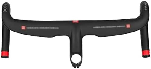 Integrierter Lenker, 2024 neuer schwarzer Vollcarbon-integrierter Rennrad-Fahrradlenker, Fahrradgriff, gebogene Stangen mit Vorbau 400/420/440 mm, schwarz, 440 x 110 mm