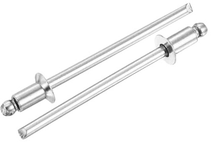 sourcing map 50 Stück 0,3 cm x 0,6 cm 304 Edelstahl Senkkopf-Blindnieten, offenes Ende, Blindnieten für Heimwerker, Blech, Autoreparaturen, Möbel, Boot und Kanalarbeiten (Silber)