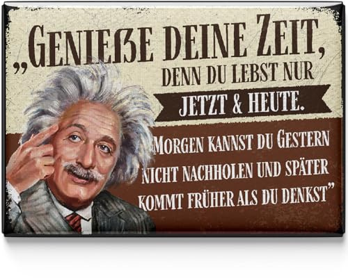 LANOLU Kühlschrankmagnete lustig- Genieße Deine Zeit - lustige Magnete mit Sprüchen und witzigen Motiven 8x5,5cm