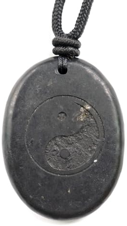 RICHRAIN Halskette mit Anhänger aus echtem natürlichem Schungit, spirituelle Geschenke für Frauen, Kristallheilung, Kristallgeschenke für Männer