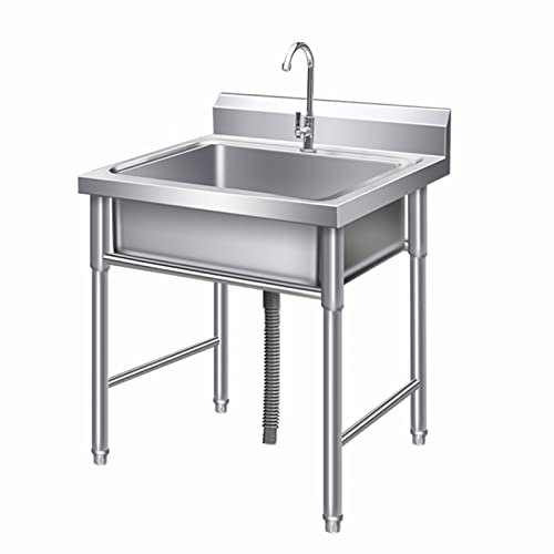Évier utilitaire autoportant pour blanchisserie, station de lavage pour bassin de service de vadrouille, évier de vadrouille commercial robuste en acier inoxydable pour maison, cour extérieure, pour g