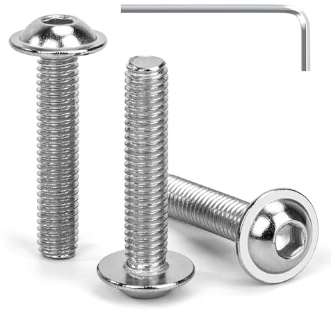 Tunejoy Tornillos de Cabeza Alomada con Brida M6 x 30 mm Tornillo de Cabeza Hexagonal de Acero Inoxidable A2 V2A Tornillos Máquina con llave Allen Rosca Completa 30 Piezas