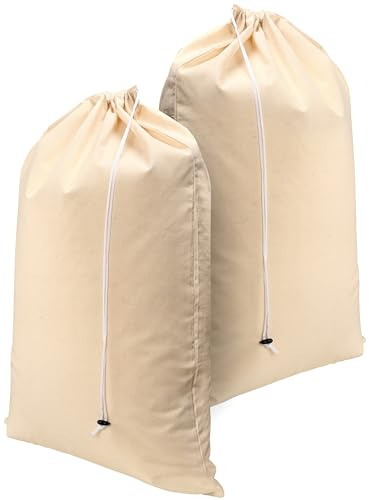 Cottoniva Wäschesack 2er-Set - 60 x 90 cm, 100% Baumwolle, strapazierfähiger Wäschesammlersack mit Kordelzug – Extra groß faltbarer Wäschebeutel, Maschinenwaschbar