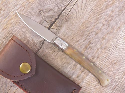 Generico COLTELLO 17,5 CM lama 8 cm SARDEGNA SARDO Pattada MANICO CORNO DI MUFLONE incisione come immagine
