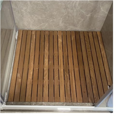Duschmatte aus Teakholz, groß, 91,4 cm, rutschfeste Badematte für Innen- und Außenduschen, für ältere Menschen, ideal für Badewanne oder Wohnung, Holzplattform für Sicherheit und Komfort