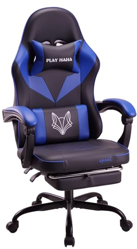 play haha Gaming Chair Ergonomic Gaming Chair with High-Density Foam & Breathable PU Leather 135-Degree Recline, Enhanced Lumbar & Leg Support,360° Swivel,150kg Capacity Desk Chair