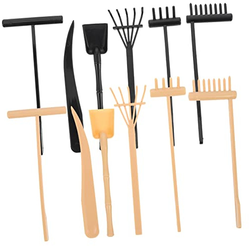 ibasenice Zen Garden Tool Plastic Sand Rake for Zen Sand Tray with 12pcs Accessories Draw Lines and Circles and Meditation Play