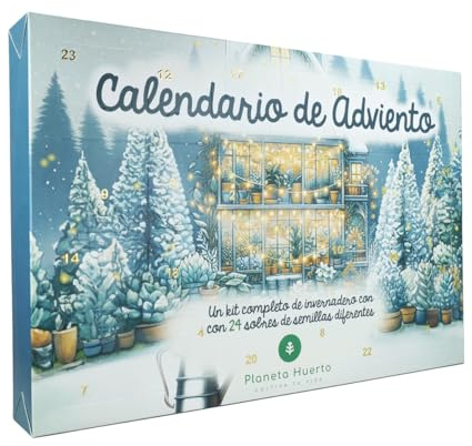 PLANETA HUERTO | Calendrier de l'Avent de Graines avec Mini Serre – Calendrier 24 Variétés de Fleurs, Aromatiques et Légumes, Cadeau Écologique et Éducatif de Noël