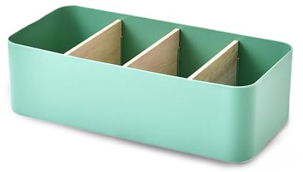 Schreibtisch-Organizer Grün, 4 Fächer Bambus Büro Organizer mit Stifthalter | Multifunktionale Herausnehmbaren Büro Organizer Desktop Fernbedienungshalter für Stifte, Kosmetika